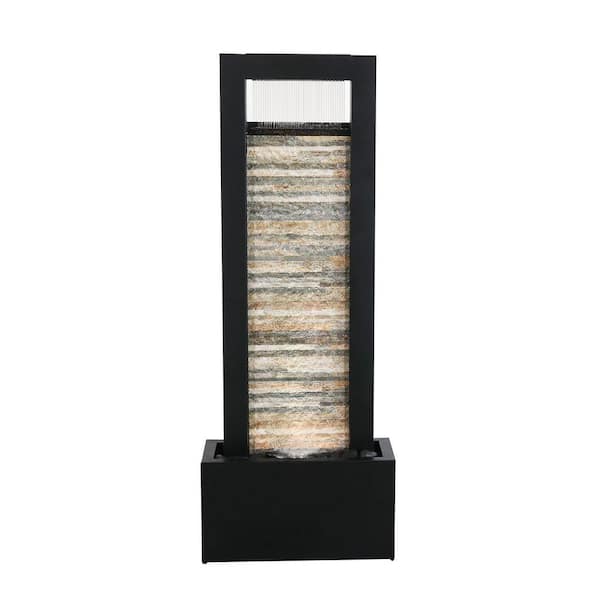 HI-LINE GIFT LTD Zen Garden Metal Waterfall Fountain with Stone