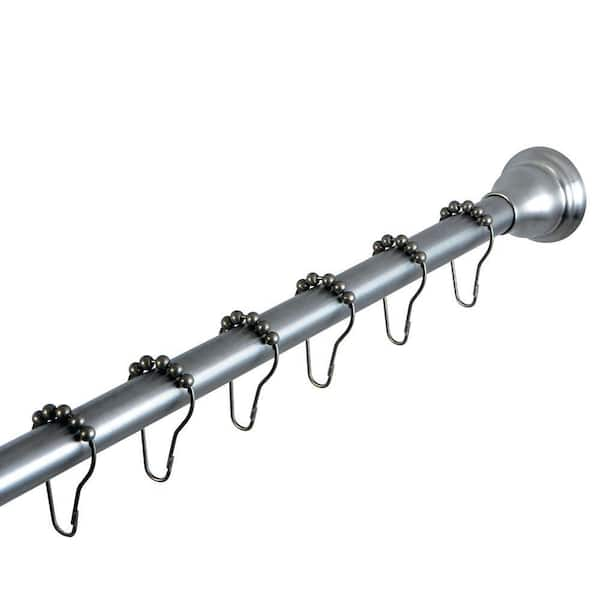 Kingston Brass Decorative 60 in. to 72 in. Tension Shower Rod with Hooks in Brushed Nickel