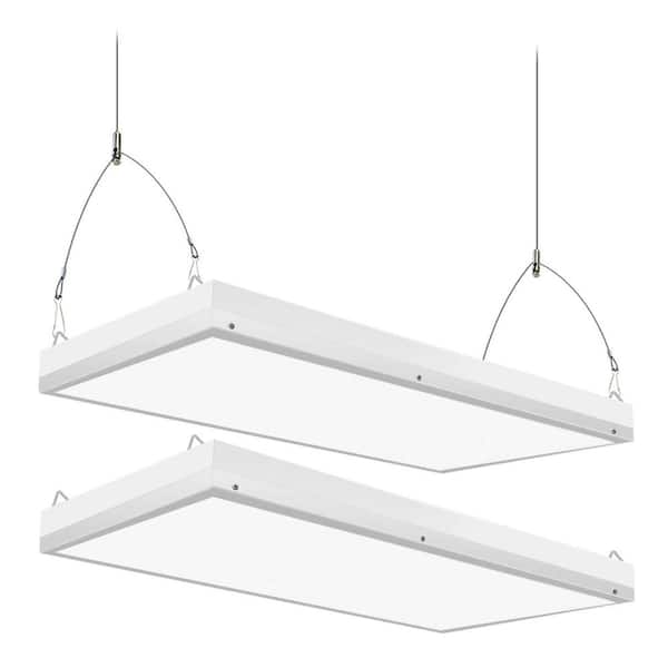 Honbei 2FT. 500-Watt Equivalent Integrated LED White High Bay Shop Light, 5000K Linear Hanging Light for Warehouse, ETL 2 Pack
