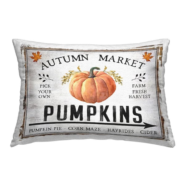 Autumn Market with Arrow Orange Rectangular Outdoor Throw Pillow