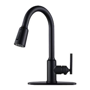 Single-Handle Pull-Down Stainless Steel Sprayer Kitchen Faucet with PowerSpray and Temperature Control in Matte Black