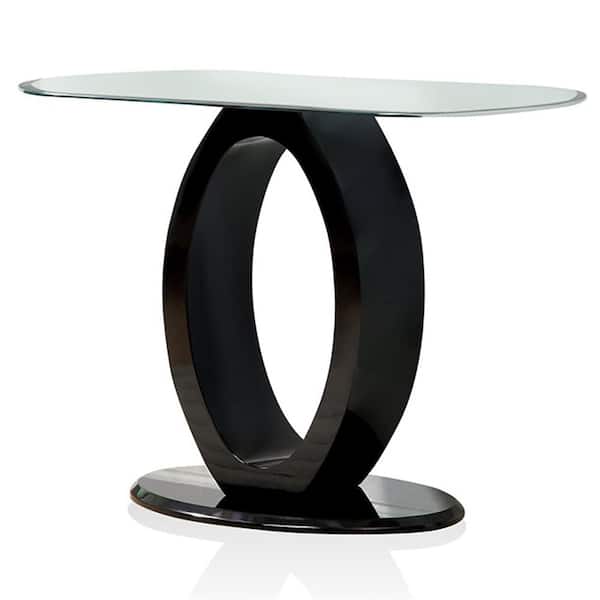 Furniture of America Babb 47.25 in. Black Specialty Oval Glass Console Table