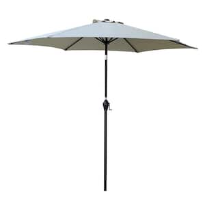 9 ft. Outdoor Patio Market Umbrella, Sun Shade with 6 Ribs Umbrella Crank for Garden, Pool(Light Blue)