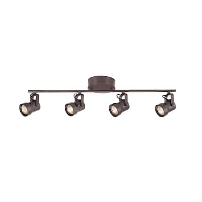 Mountainbrook 2 ft. 4-Light Bronze Integrated LED Fixed Track Lighting Kit with Metal Shade
