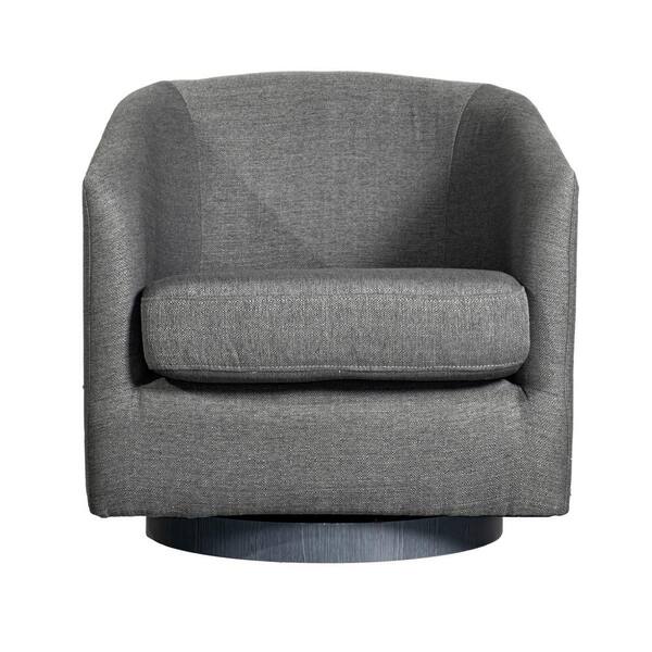 Barrel Accent Chair with 360 Swivel Vinyl Wrapped Base Dark Gray