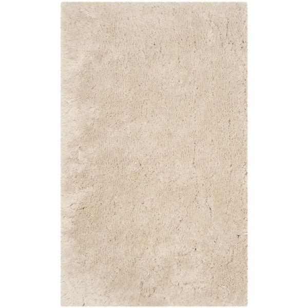 SAFAVIEH Arctic Shag Light Beige Doormat 3 ft. x 5 ft. Solid Area Rug