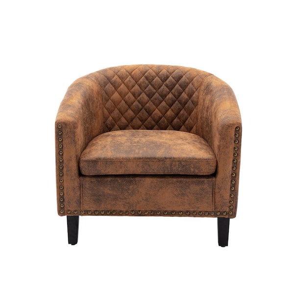 YOFE Antique Brown Upholstered Fabric Accent Chair for Living Room Recliner Chair Club Chair Arm Chair with Nailhead Trim