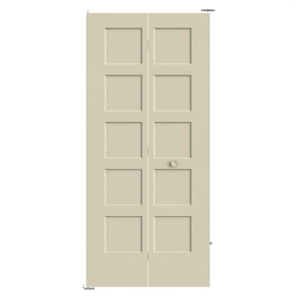 36 in. x 80 in. 5-Panel Bayshore Hollow Core Golden Haystack Molded Composite Bi-Fold Door