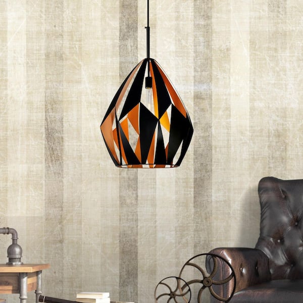 Oxide 1 Light Down Pendant With Black+Copper Finish