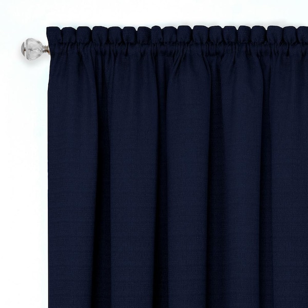 Darcy 14 in. L Polyester Window Curtain Valance in Navy/white