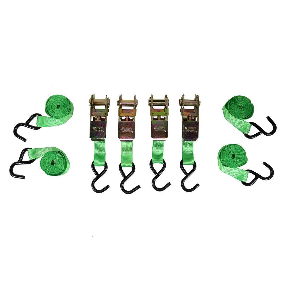 SmartStraps 10 Ft. X 1 In. Green Standard Ratchet Tie Down Straps With ...