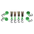 10 ft. x 1 in. Green Standard Ratchet Tie Down Straps with 300 lb. Safe Work Load - 4 pack