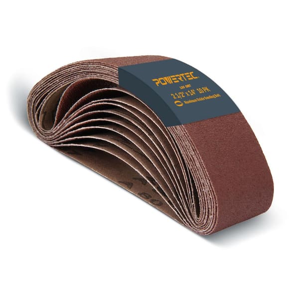 POWERTEC 2-1/2 in. x 14 in. 180-Grit Aluminum Oxide Sanding Belt (10-Pack)