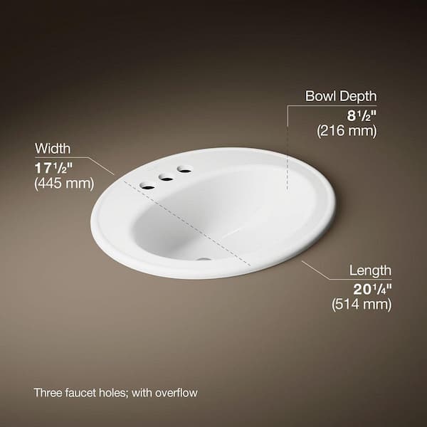 KOHLER Pennington 20-1/4 in. Oval Top-Mount Vitreous China
