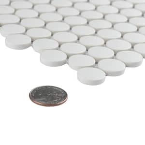 Gotham Penny Round White 9-3/4 in. x 11-1/2 in. Porcelain Mosaic Tile (8.0 sq. ft./Case)