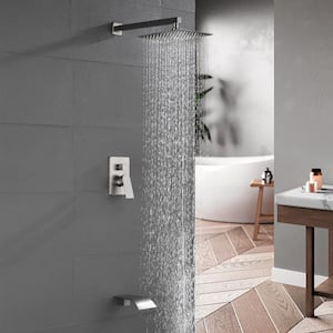 Single Handle 1 -Spray Waterfall Tub and Shower Faucet 2.5 GPM with 10 in. Shower Head in Brushed Nickel Valve Included