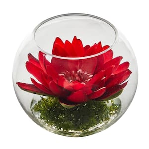 8 in. Lotus Artificial Arrangement in Glass Vase