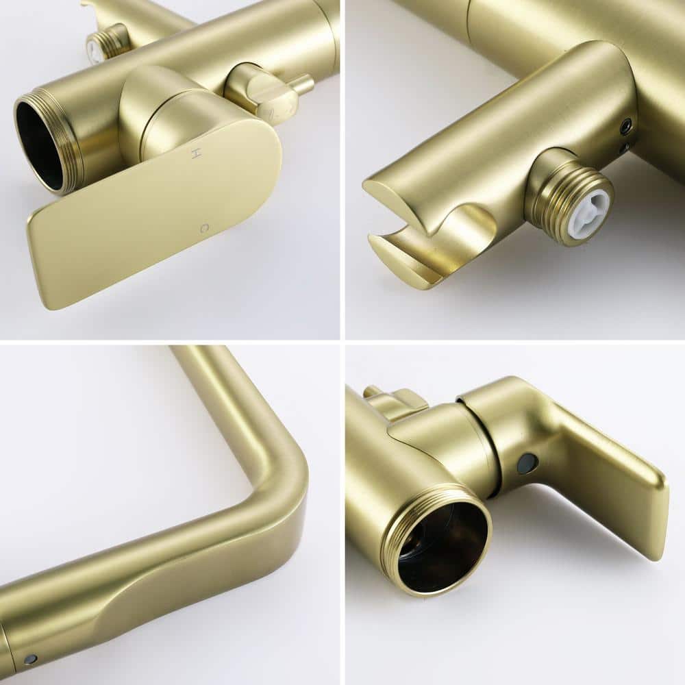 Brushed Gold Freestanding Bathtub Faucet with Hand Shower