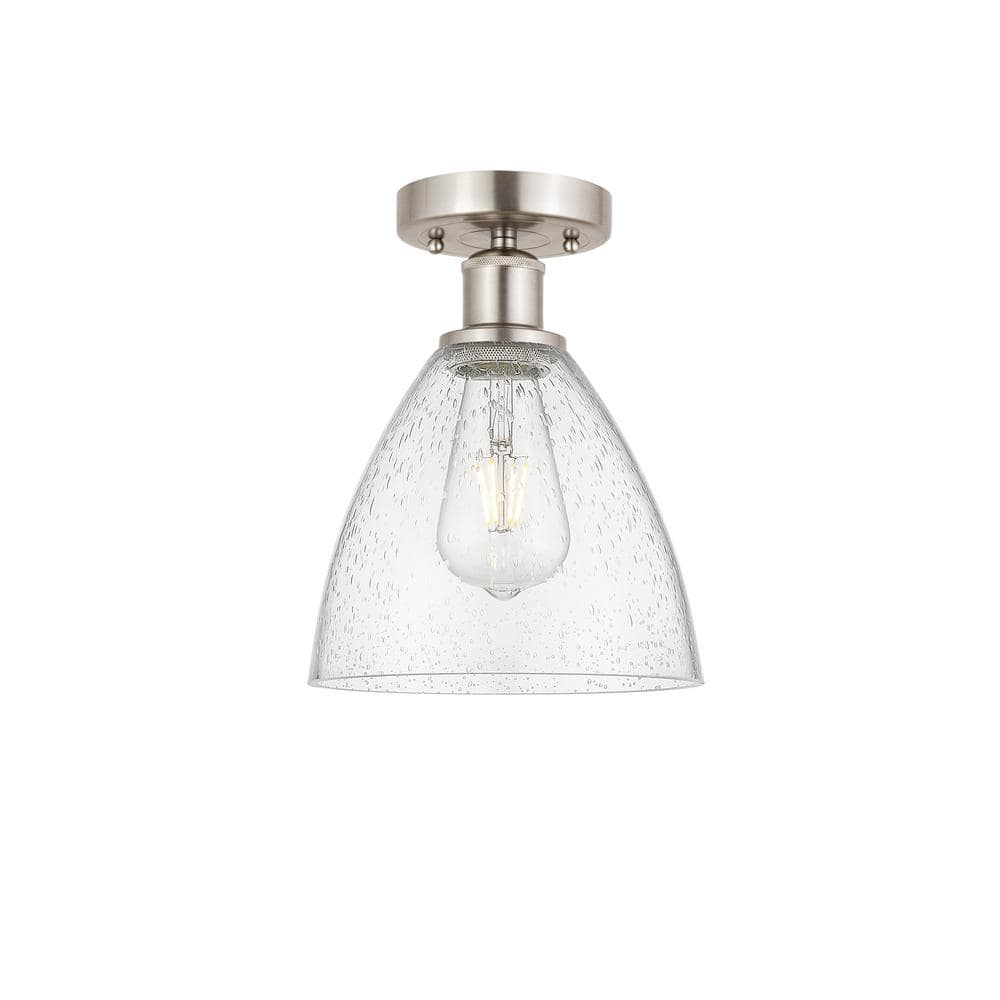 Innovations Bristol Glass 7.5 in. 1-Light Brushed Satin Nickel, Seedy ...