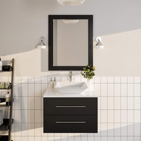 Eviva Aberdeen 24 in. W x 30 in. H Framed Rectangular Bathroom Vanity Mirror in Espresso