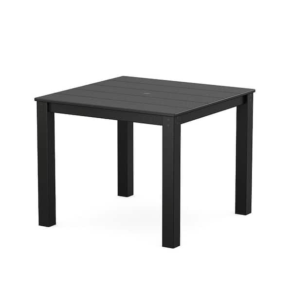 Parsons Charcoal Black HDPE Plastic Square 38 in. Dining Table