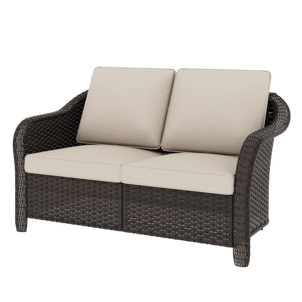 2-Seat Wicker Outdoor Sofa Patio Couch with Soft Beige Cushions price history on PriceWatchPro