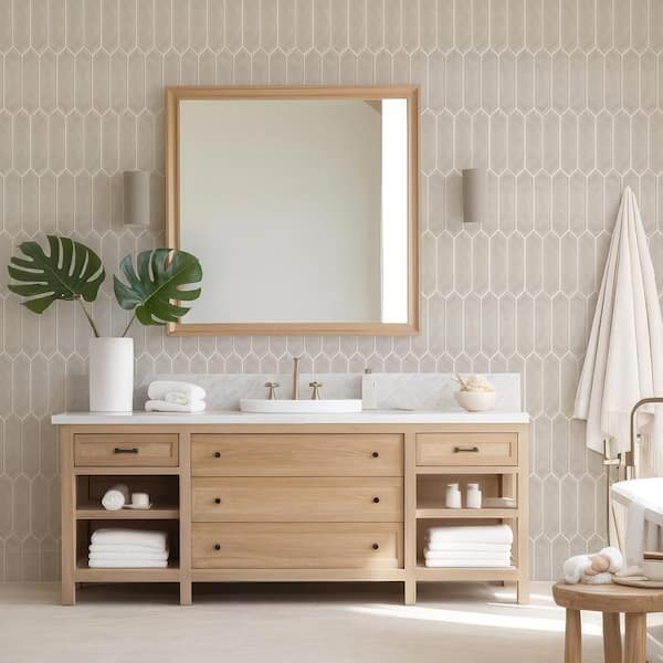 Take Home Tile Sample - Gloss Taupe 3 in. x 6 in. Ceramic Picket Wall Tile Sample