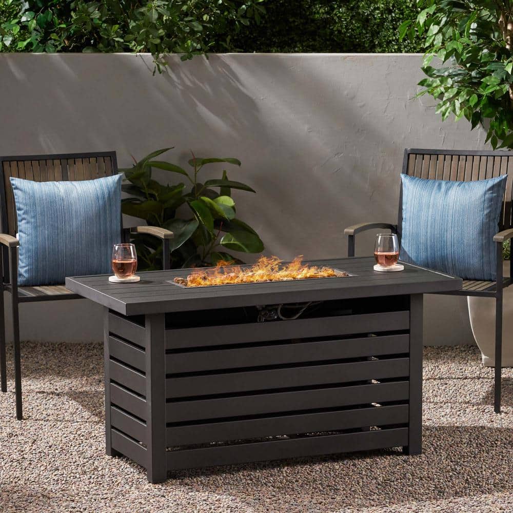 30,000 BTU Outdoor Propane Iron Rectangular Fire Pit Tables Patio Propane H
