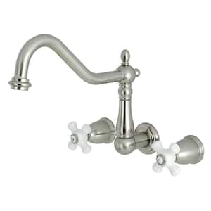 Heritage 2-Handle Wall-Mount Standard Kitchen Faucet in Brushed Nickel