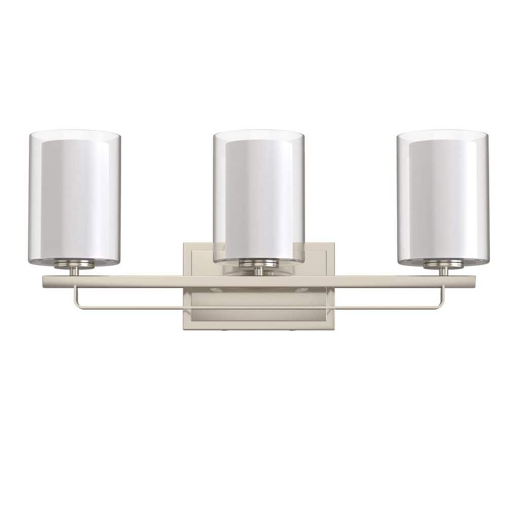 22 in. Brushed Nickel 3-Light Vanity Light with Clear Cylinder Glass Shade for Bathroom, Powder Room or Dressing Room price history on PriceWatchPro