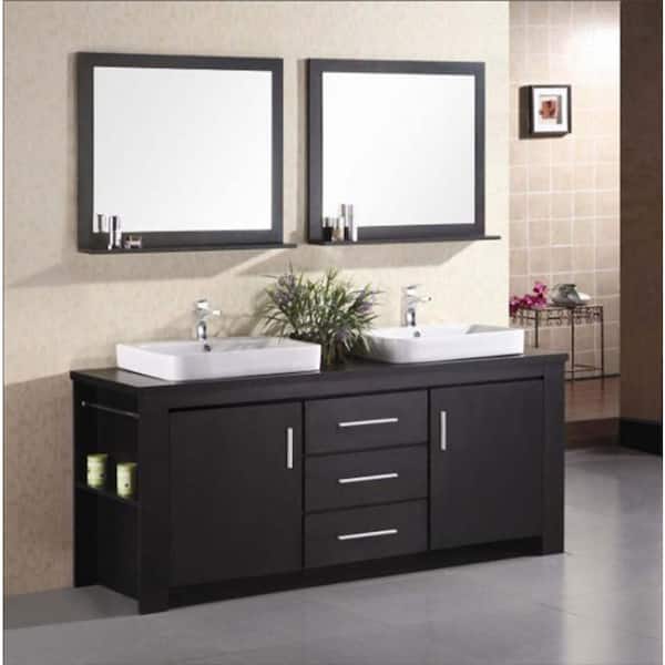 Washington 72 in. W x 22 in. D Vanity in Espresso with Wood Vanity Top and Mirror in Espresso