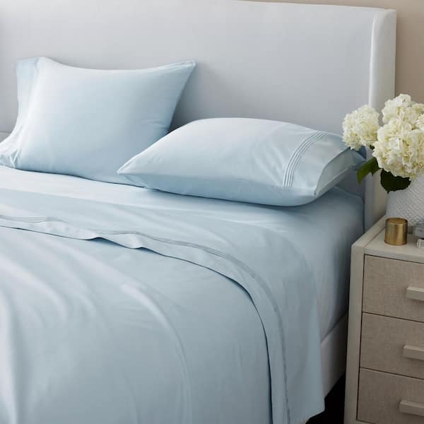 Legends Luxury Egyptian Cotton Sky Blue Sateen Standard Pillowcase (Set of 2)