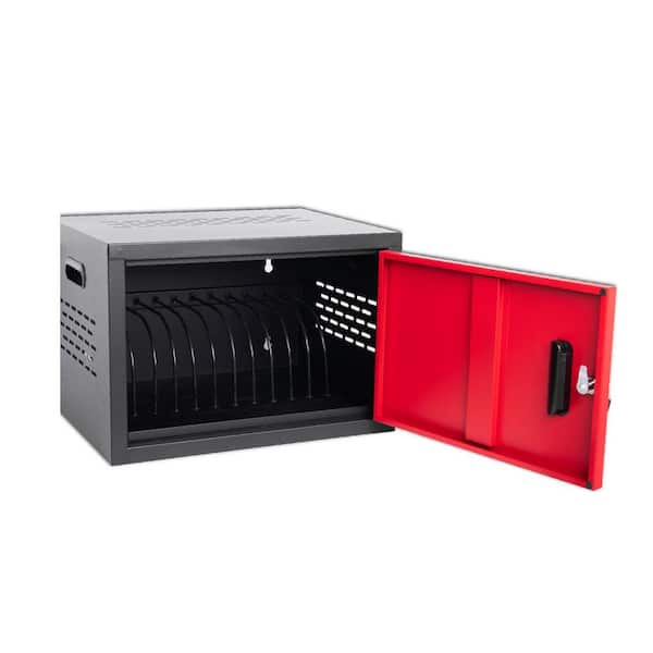 Wall Mount and Locking 12-Device Black Charging Cabinet Charging Station for Laptop, Chromebook