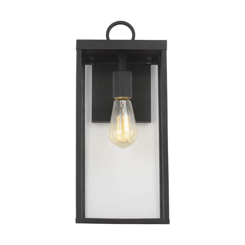 Howell 16.25 in. Textured Black Outdoor Hardwired Wall Lantern Sconce with White/Clear Glass Panels and No Bulb Included price history on PriceWatchPro