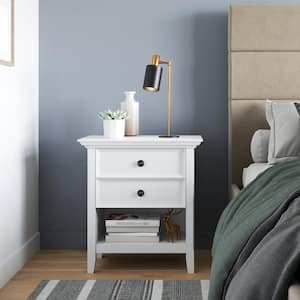 Amherst Solid Wood 24 in. Wide Transitional Bedside Nightstand Table in White