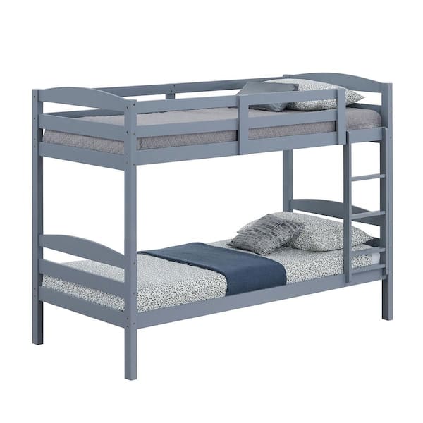 Furniture of America Plains Gray Twin over Twin Bunk Bed with Arch Slat Design