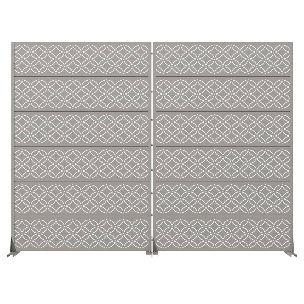 72 in. H x 47 in. W Outdoor Gray Galvanized Steel Decorative Garden Fence Privacy Screen (2-Pack) price history on PriceWatchPro