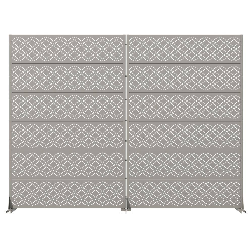 72 in. x 47 in. Gray Metal Wall Sculptures Garden Fence Privacy Screen Garden Screen Panels Set for Patio price history on PriceWatchPro