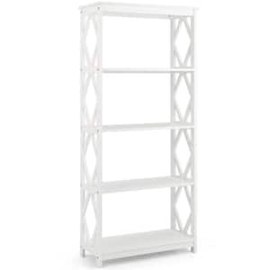 White 5-Tier Open Bookshelf Bookcase Standing Casual Home Storage Display Rack