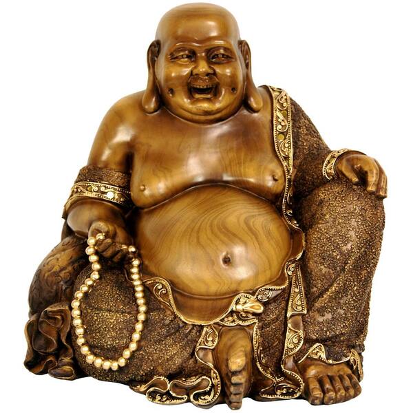 Oriental Furniture 10 in. Sitting Hotei Happy Buddha Decorative Statue