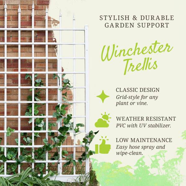 Winchester 96 in. PVC Vinyl Outdoor Garden Patio Trellis, White