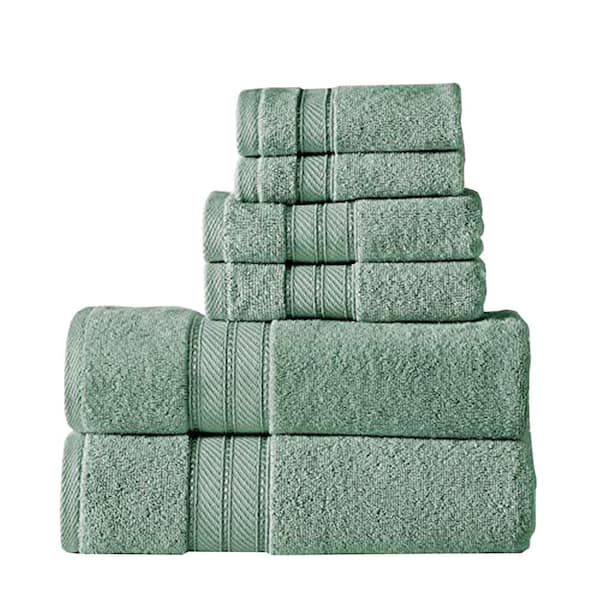 THE URBAN PORT Bergamo 6-Piece Green Spun Loft Towel Set with Twill Weaving