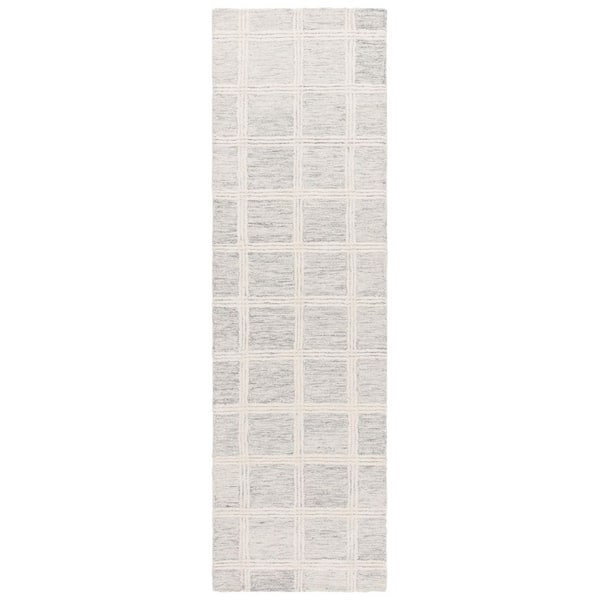 SAFAVIEH Pine 2 ft. x 8 ft. Gray/Ivory Solid Geometric Runner Rug
