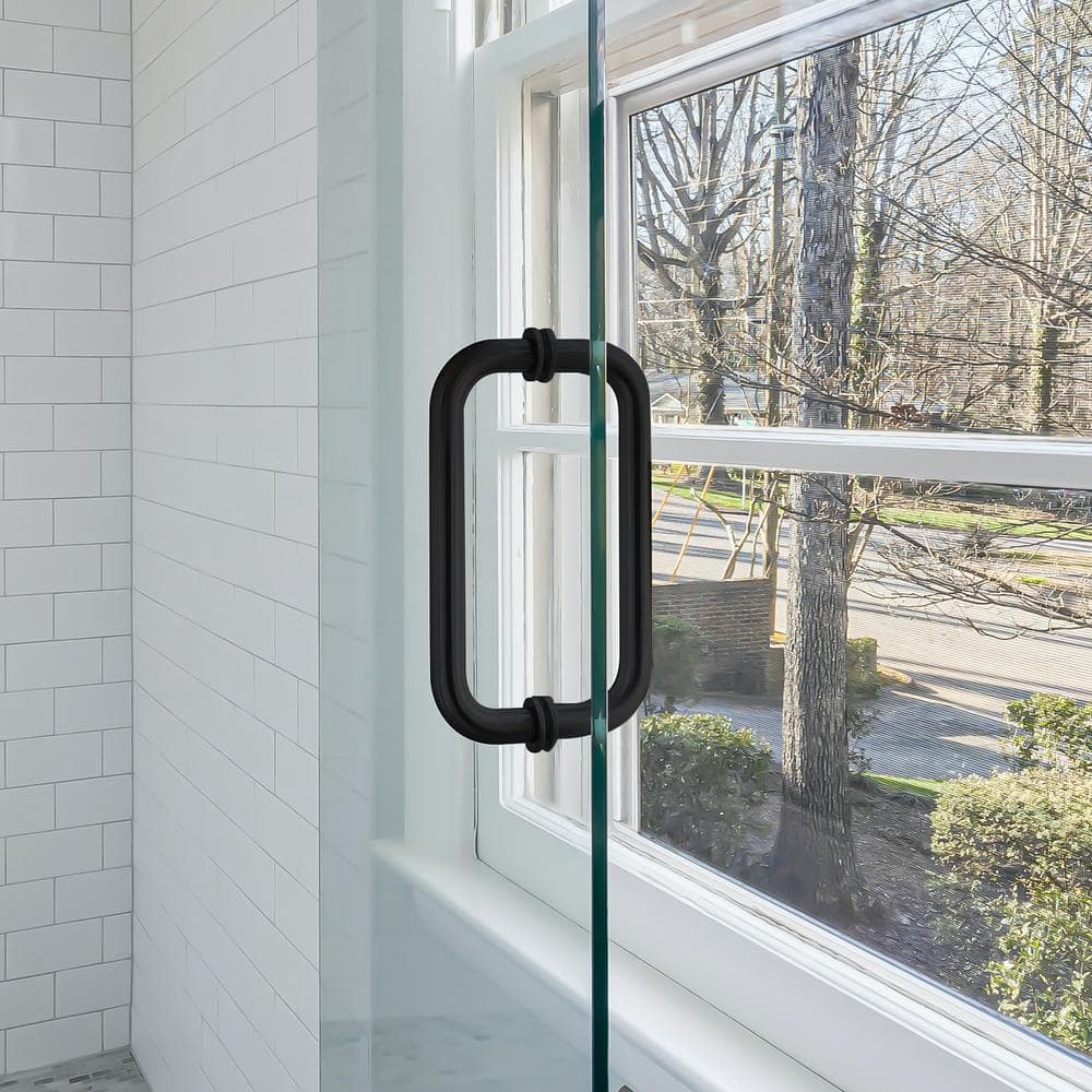 Matte Black 6 Inch Frameless Brass Shower Door Handle