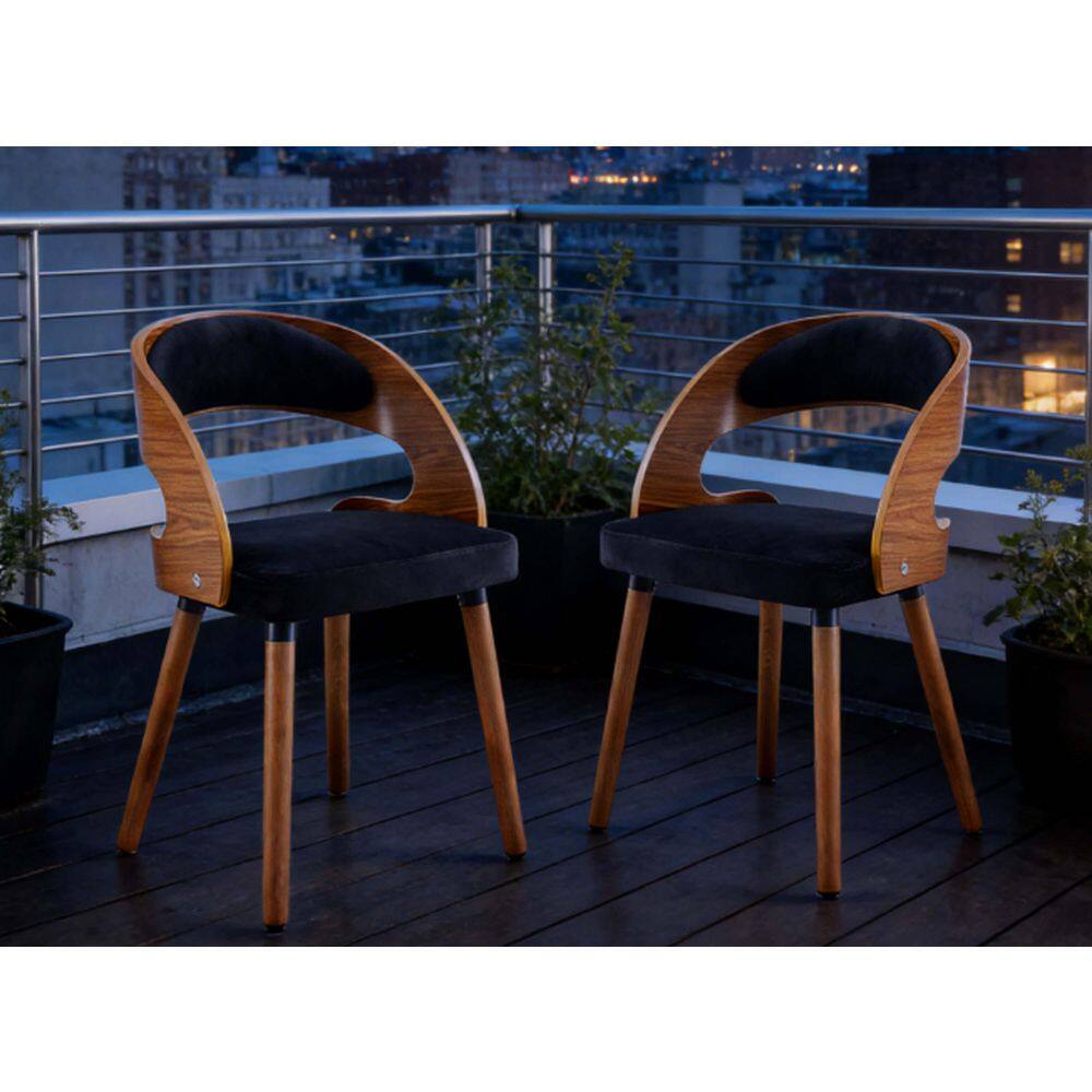 Brown Wood Outdoor Dining Chairs with Black Cushions (2-Pack) price history on PriceWatchPro