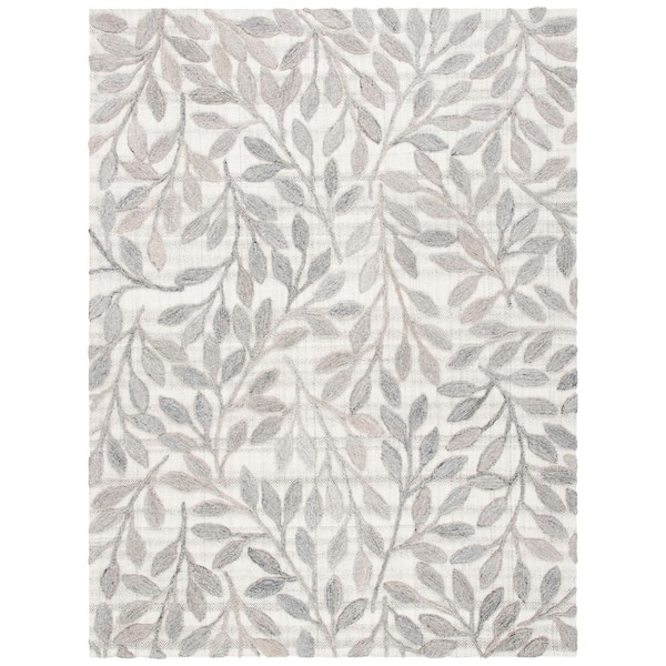 Southampton 8 ft. x 10 ft. Beige Leaves High-Low Area Rug