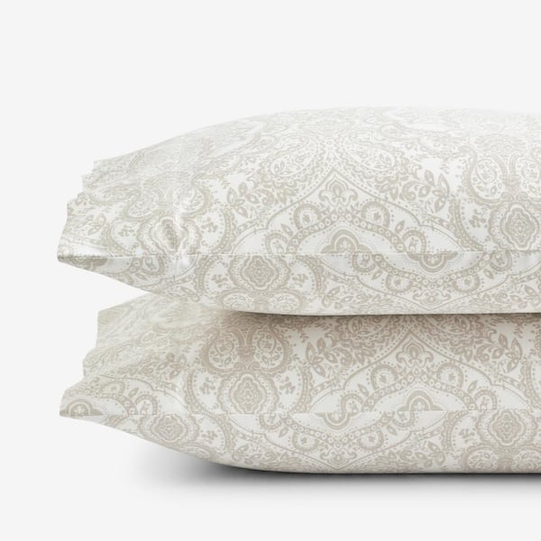 The Company Store Legends Luxury Vintage Damask Beige Sateen Standard Pillowcase (Set of 2)