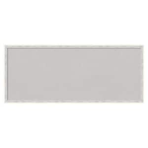 Paige White Silver Wood Framed Grey Corkboard 31 in. x 13 in. Bulletin Board Memo Board