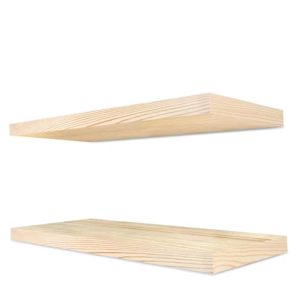 Sorbus Solid Wood Floating Shelves, 16 in. W x 5.5 in. D Natural Wood Decorative Wall Shelf, Set of-2 100% Premium Solid Pine