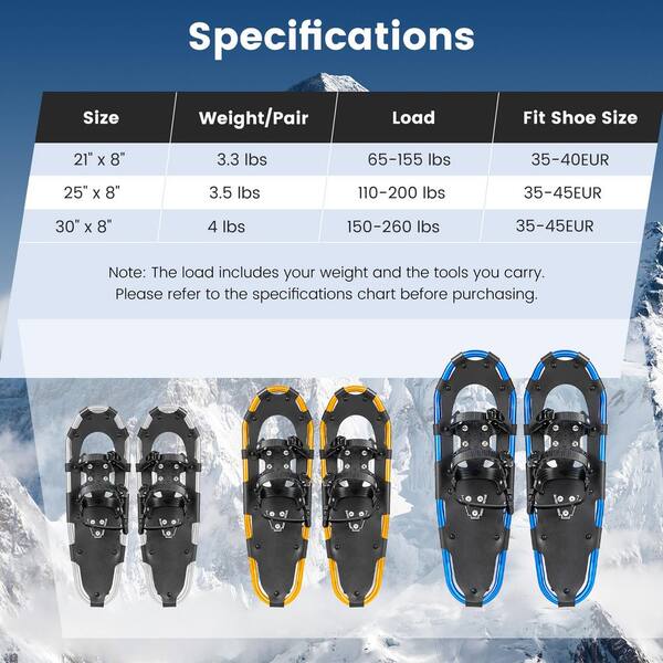 HONEY JOY 4-in-1 Lightweight Terrain Snowshoes 21 in. Aluminum